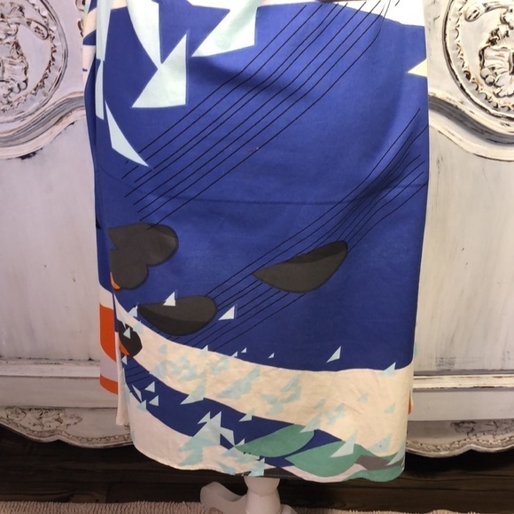 Marimekko for Anthropologie 100% Cotton Multi Color Graphic Scoop Neck Dress S/0 - Picture 7 of 9